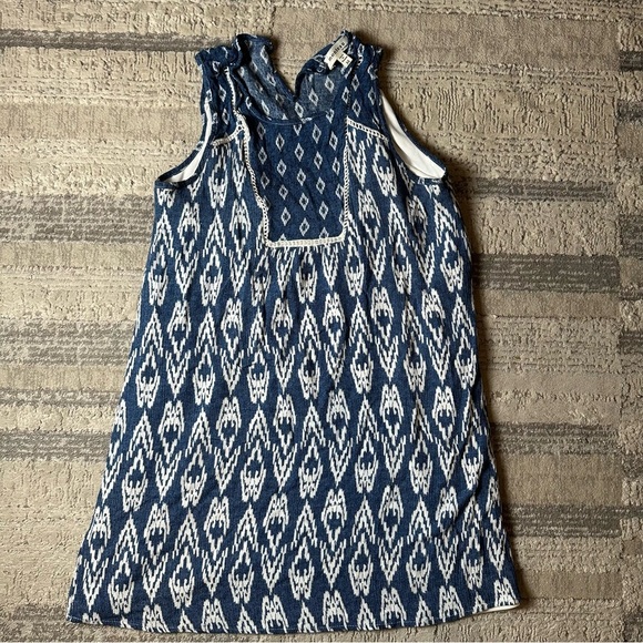 Monteau Los Angeles Blue & White Ikat Print Sleeveless Dress – Women’s Size M - Picture 2 of 3